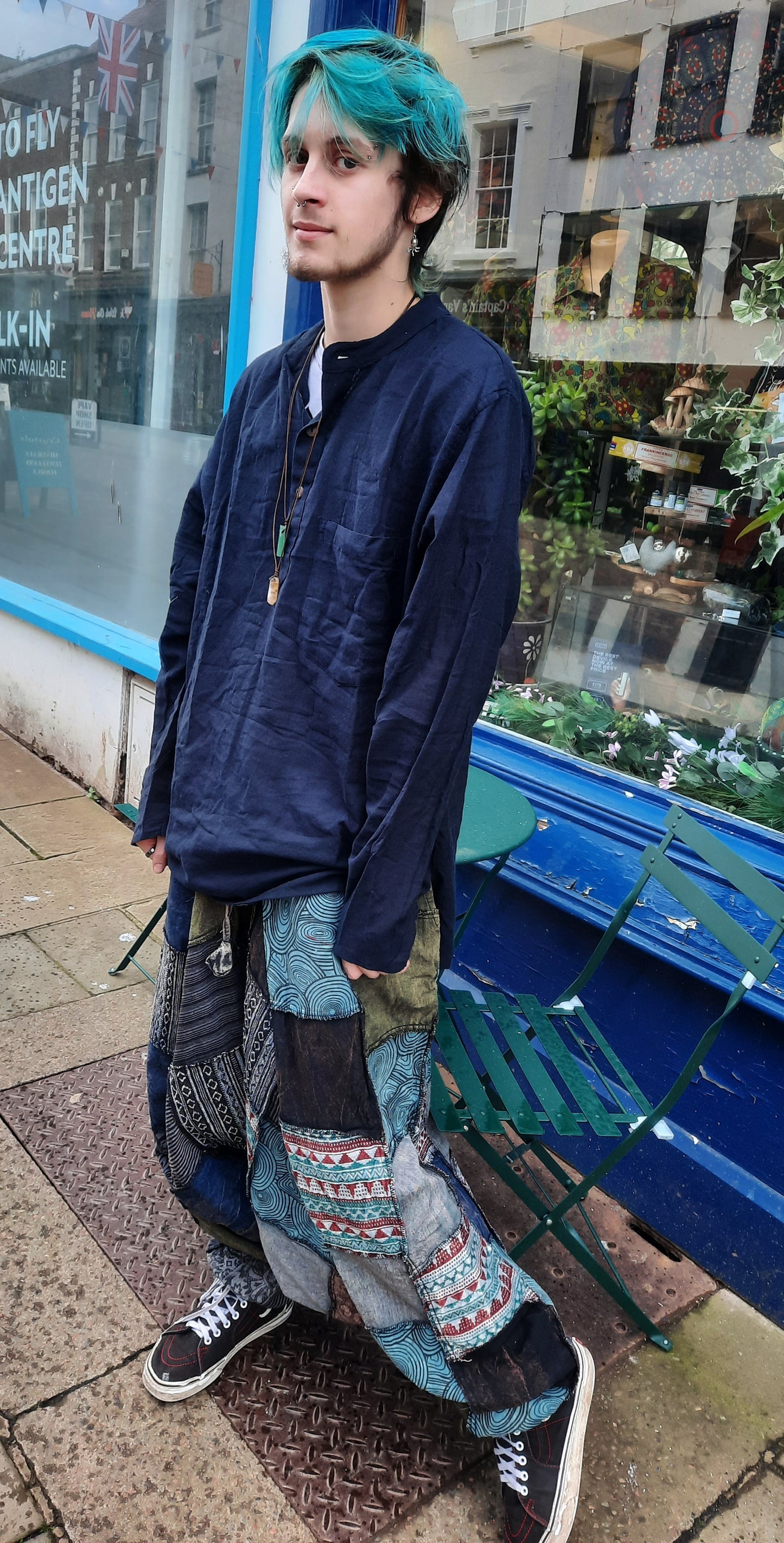 Nlack patchwork harem trousers hippy