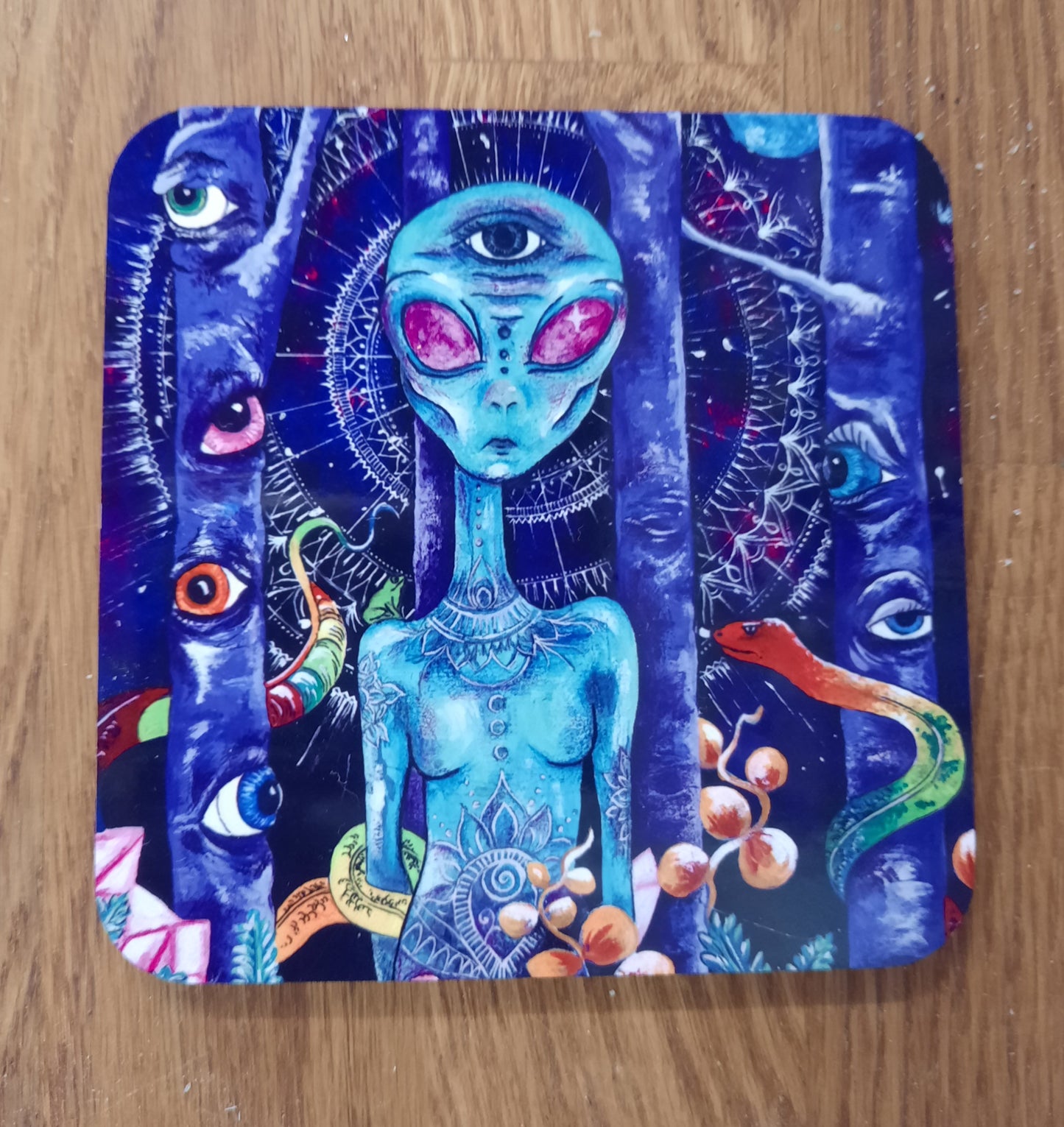 Alien on crystal shroom coaster