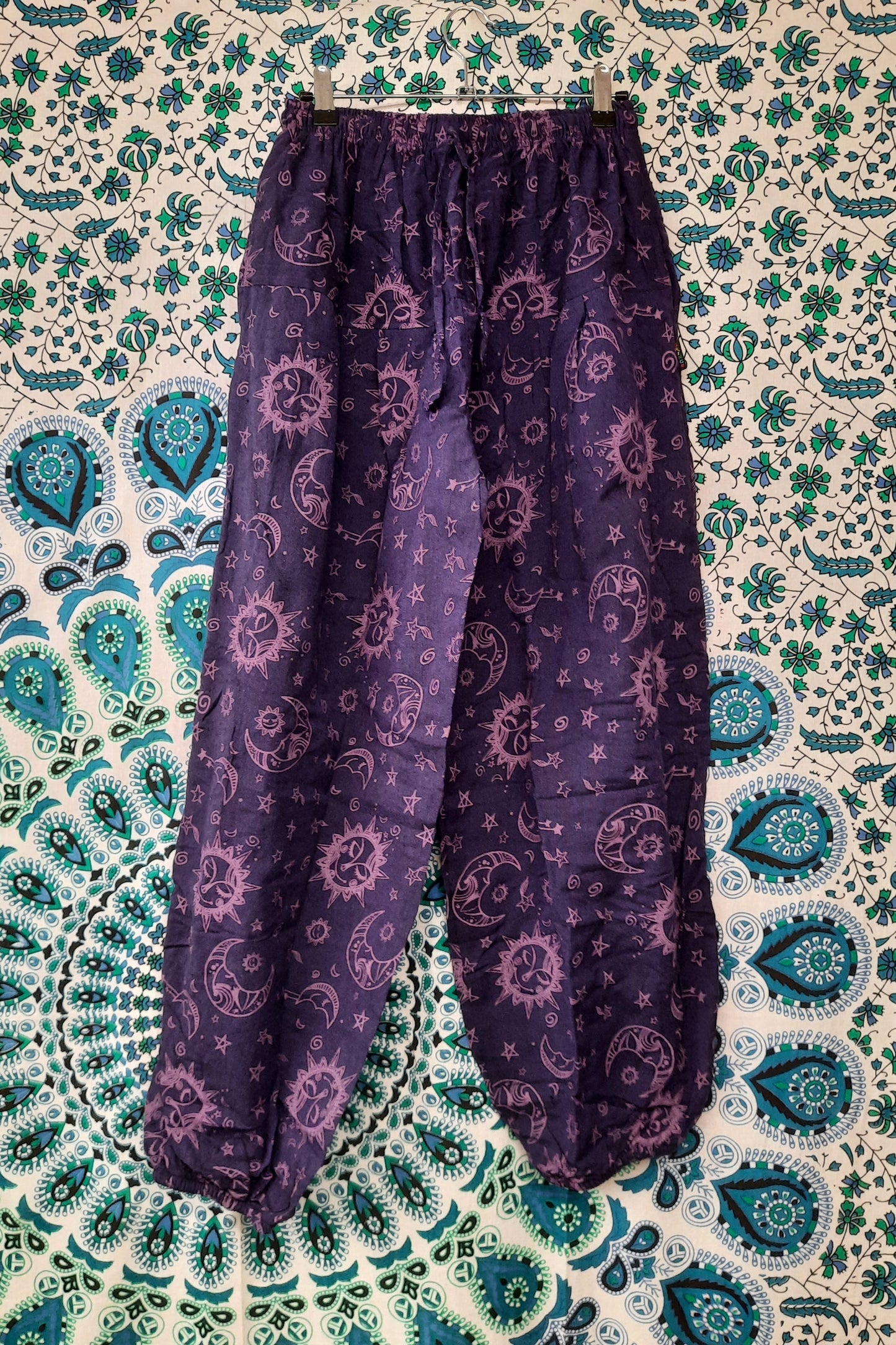 Gringo fairtrade moon and star zodiac celestial print hippy trousers
