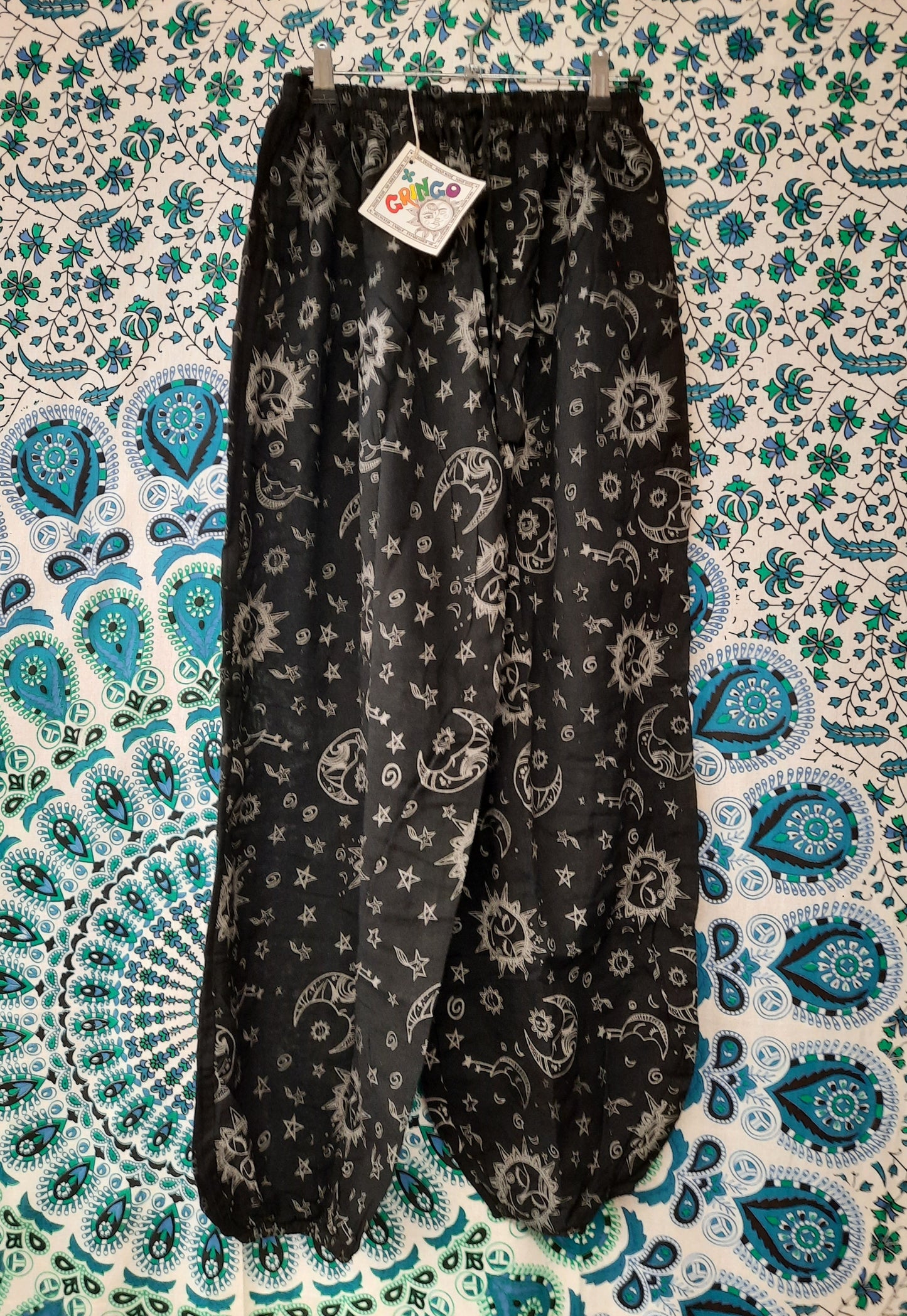 star zodiac celestial print hippy trousers
