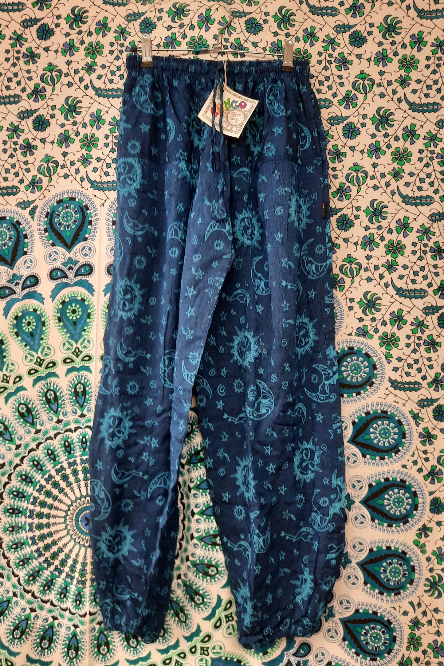 star zodiac celestial print hippy trousers