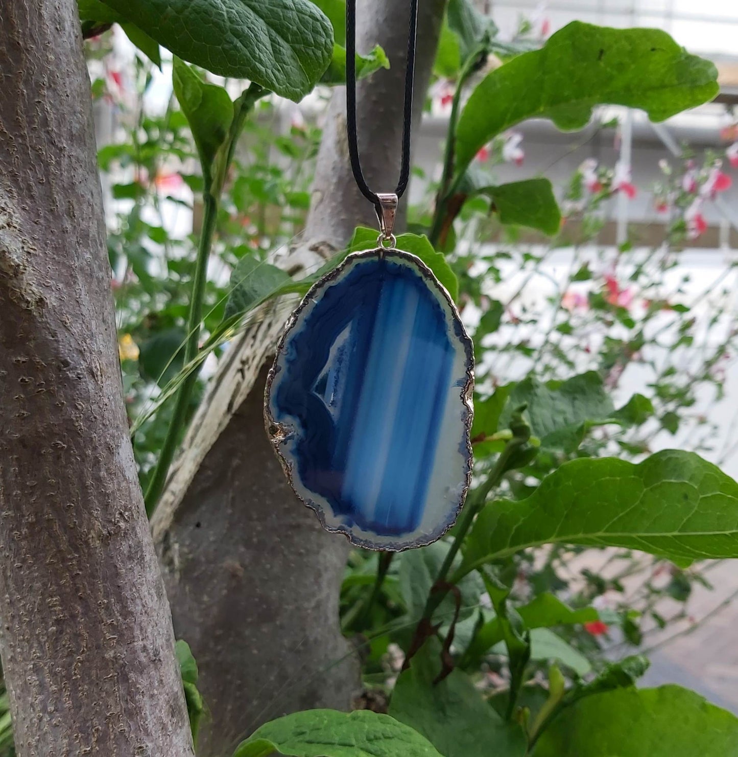 Blue agate crystal necklace jewellery
