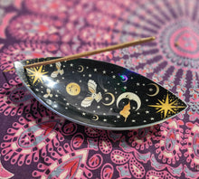 Load image into Gallery viewer, Incense holder enamel bowl owl gift moon and star boho