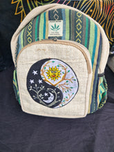 Load image into Gallery viewer, Sun and moon hemp small rucksack.