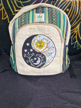 Load image into Gallery viewer, Sun and moon hemp small rucksack.