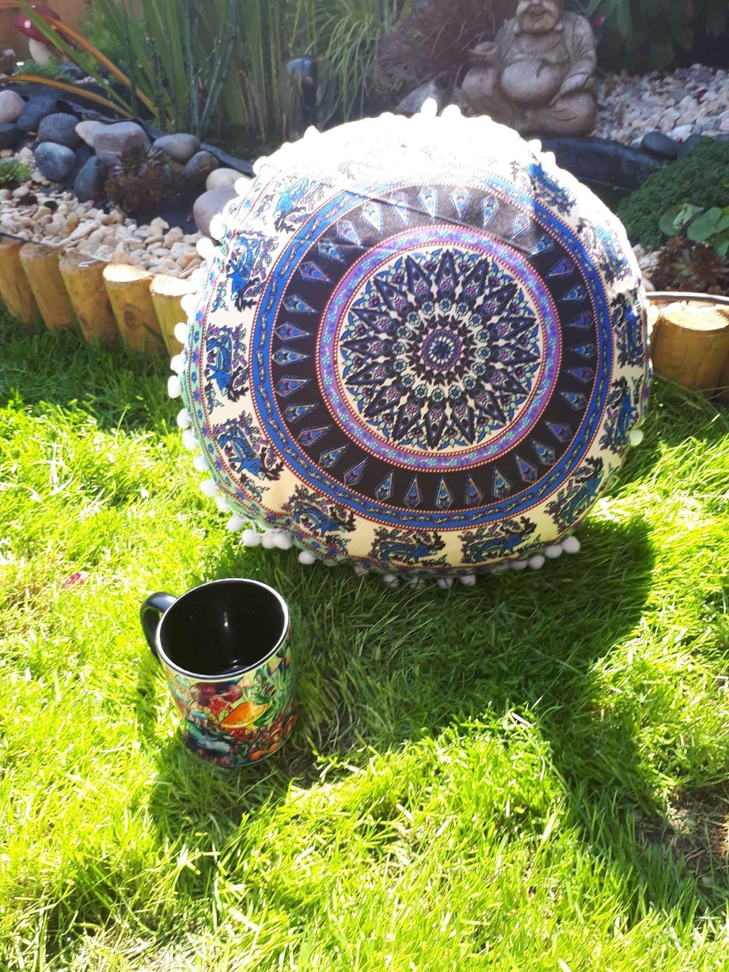 Meditation cushion mandala design