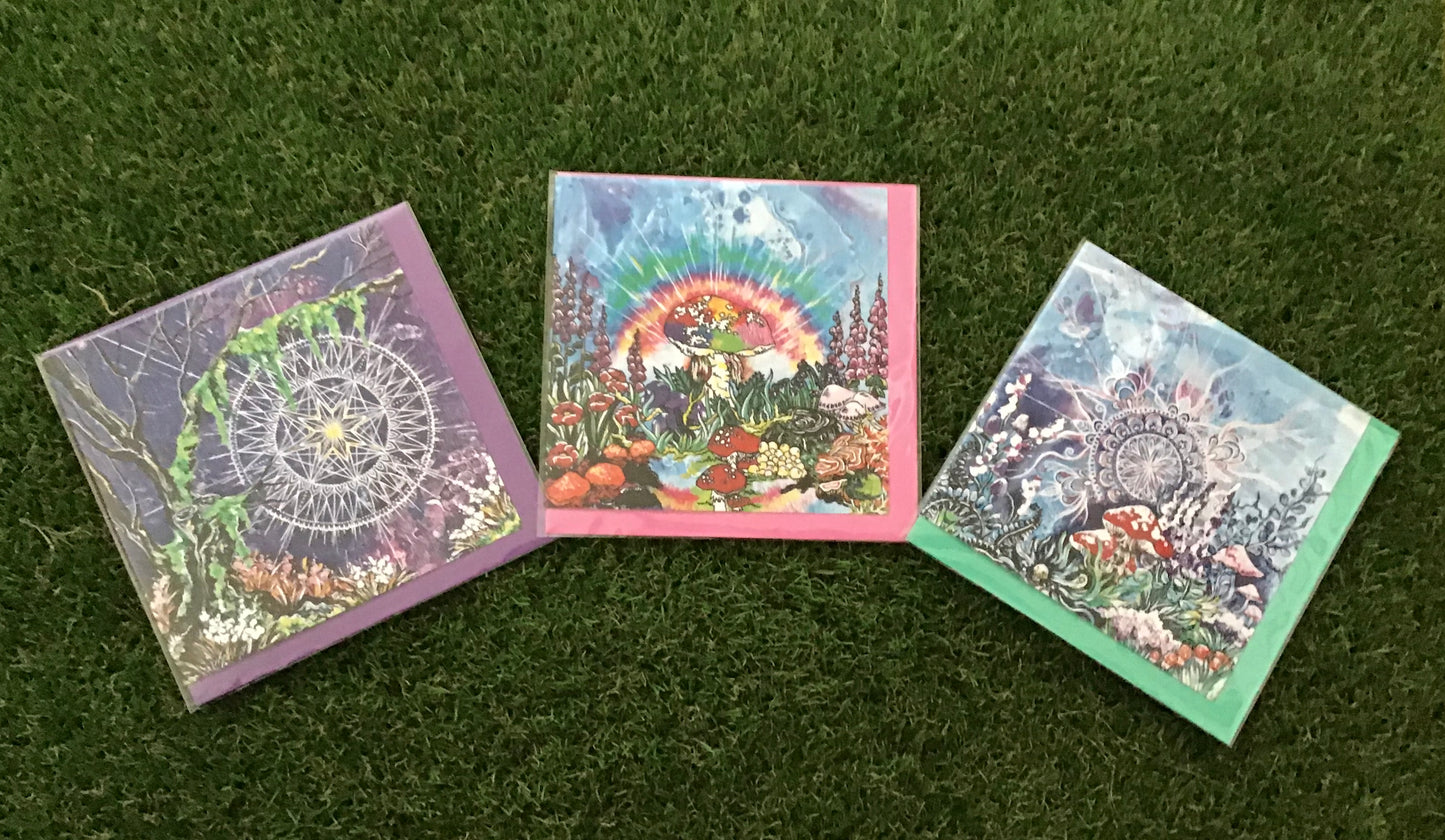 Mushroom forest art card collection