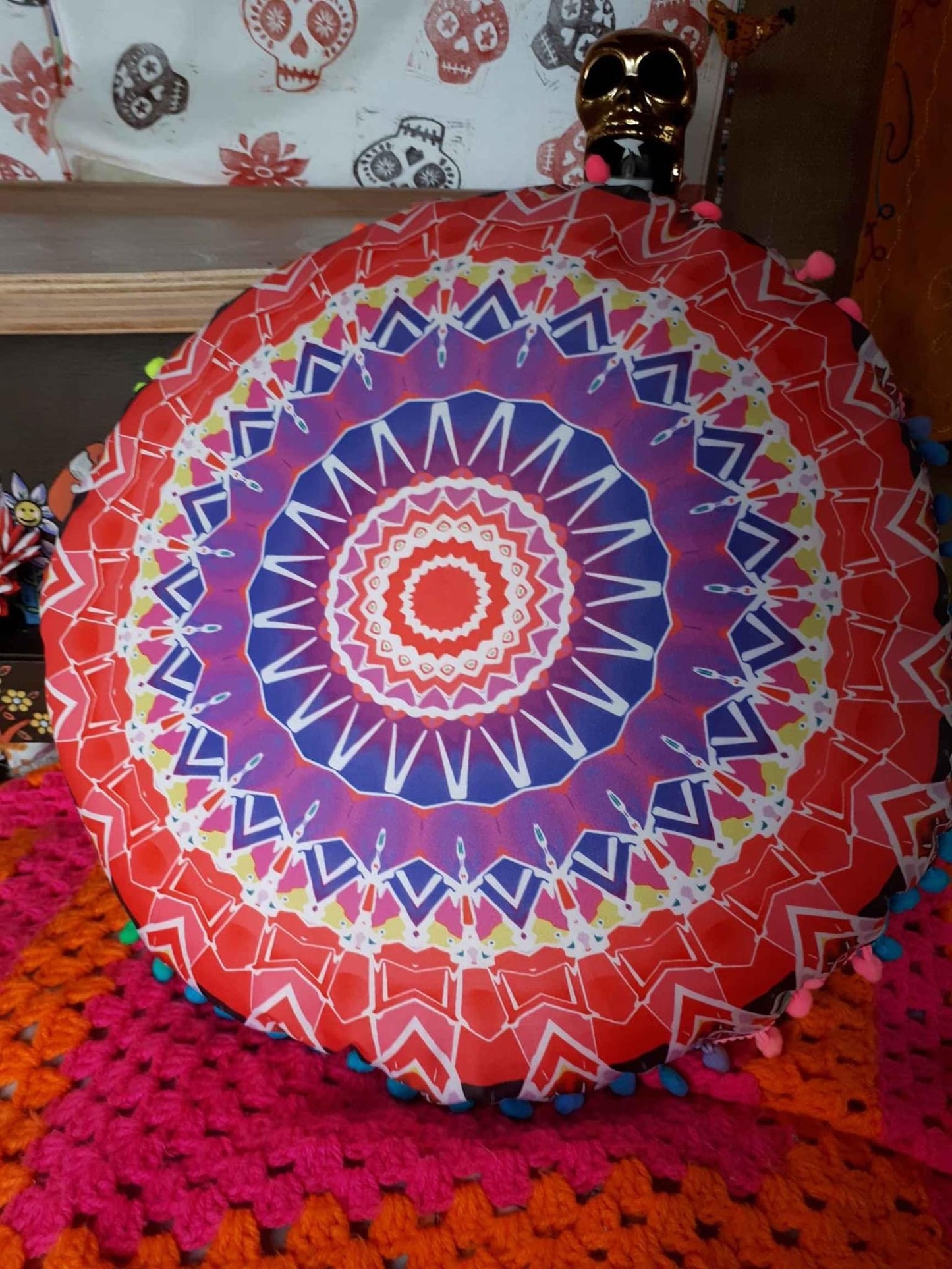 Meditation cushion mandala design