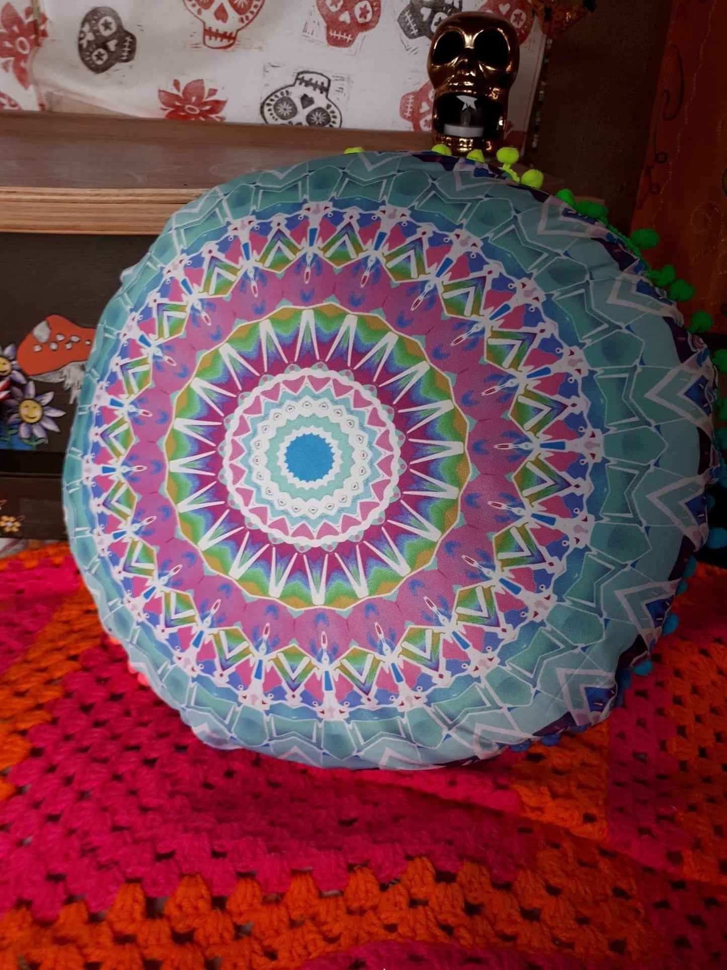 Meditation cushion mandala design