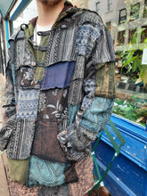 Load image into Gallery viewer, Black tone patchwork hoodie hoody unisex