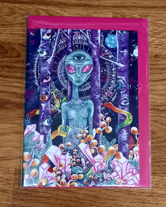 Alien crystal mushroom art psychedelic trippy art kelly noble illustration