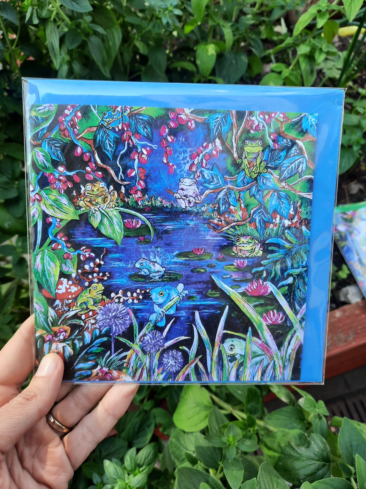 Frogs greeting card kelly noble illustration