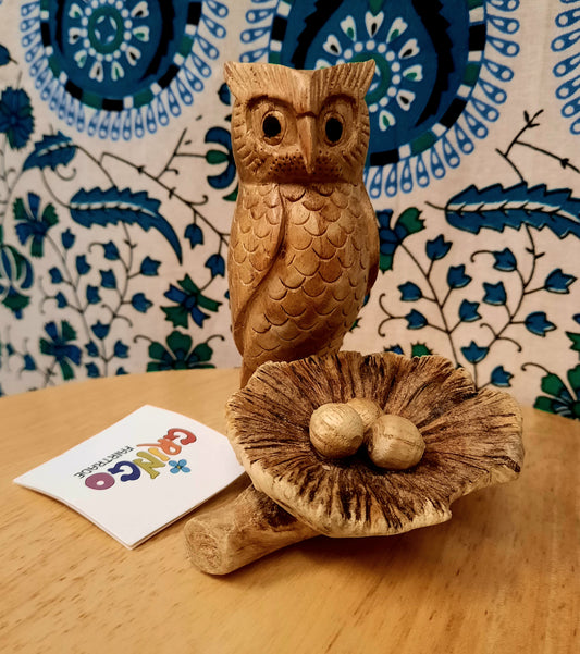 Parasite carving, wood carving, wood sculpture, owl sculpture, owl gift, nature lover, forager