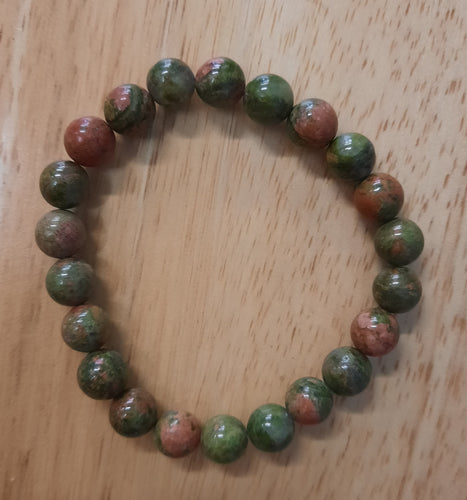 Unakite powerbead crystals gemstines bracelet