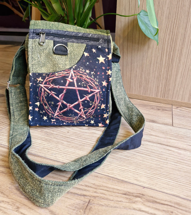 Pentacle star hippy bag satchel gothic alternative passport bag