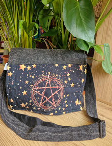 Pentacle star hippy satchel bag hemp fairtrade festival gothic 