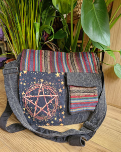 Pentacle star hippy satchel bag hemp fairtrade festival gothic 