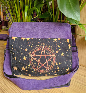 Pentacle star hippy satchel bag hemp fairtrade festival gothic 