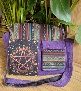 Pentacle star hippy satchel bag hemp fairtrade festival gothic 