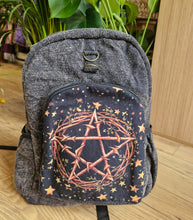 Load image into Gallery viewer, Pentacle star hemp hippy gothic backpack rucksack fairtrade