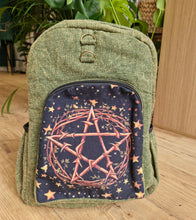 Load image into Gallery viewer, Pentacle star hemp hippy gothic backpack rucksack fairtrade