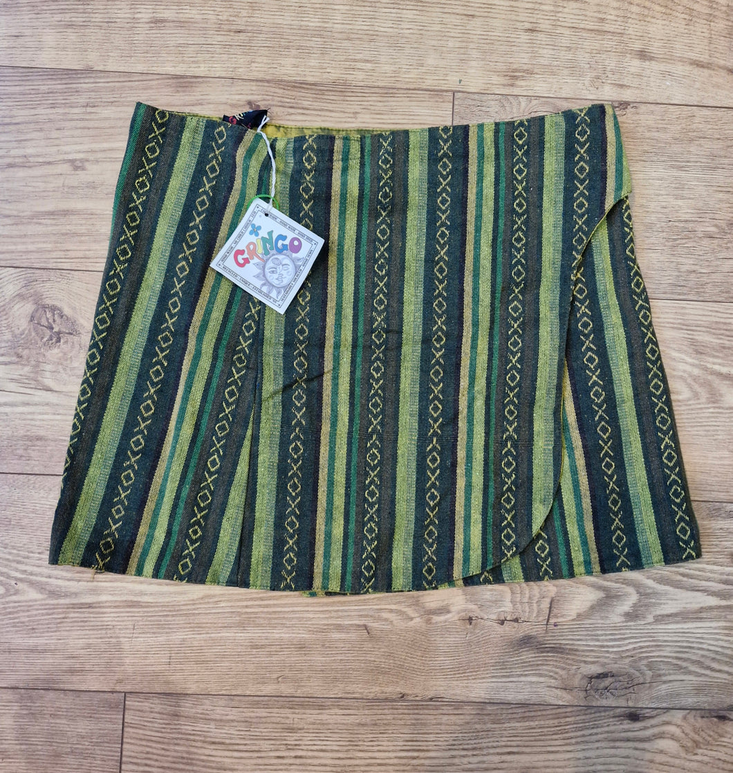 Green hippy short mini skirt Gringo fairtrade Festival fashion