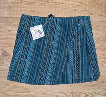 Load image into Gallery viewer, Blue hippy short mini skirt Gringo fairtrade Festival fashion