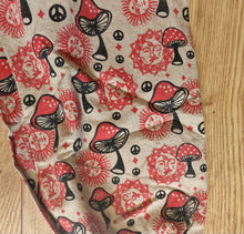 Load image into Gallery viewer, Mushroom moon print hippy trousers festival fashion 100%cotton handprints fairtrade alternative clothing