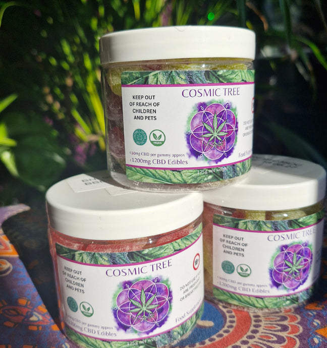 Cosmic tree cbd gummies edibles sweets vegan broad spectrum vegan anxiety pain relief Cherry Strawberry mixed fruit teddy bears peach rings 100% natural food supplement 0%thc