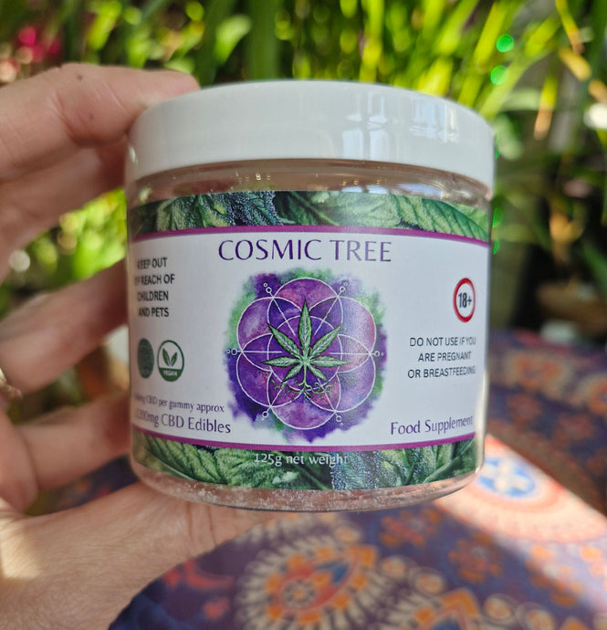 Cosmic tree cbd gummies edibles sweets vegan broad spectrum vegan anxiety pain relief Cherry Strawberry mixed fruit teddy bears peach rings 100% natural food supplement 0%thc