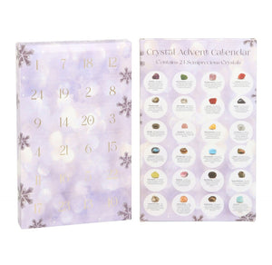 Crystal advent calendar

Stones include; amethyst, green aventurine, strawberry quartz, carnelian, dalmatian jasper, white howlite, red jasper, sodalite, hematite, rose quartz, yellow aventurine, clear quartz, labradorite, gold tiger's eye, blue turquenite, unakite, lemon quartz, rhodonite, black obsidian, dragon bloodstone, 