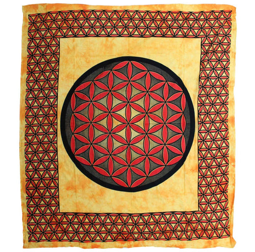 Flower of life hippy throw mandala bedspread handprinted fairtrade boho decor