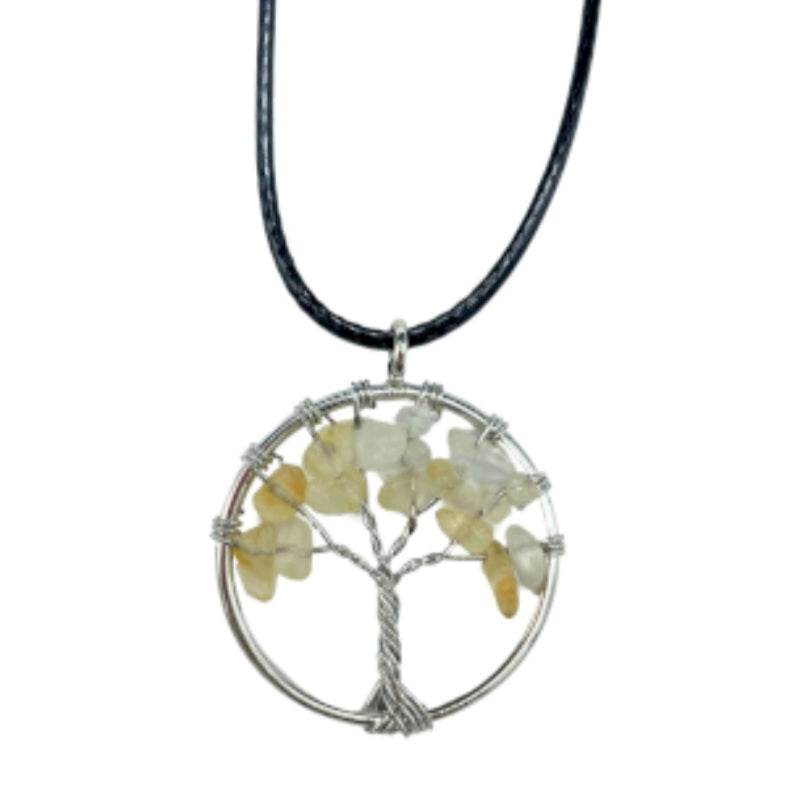 Citrine tree of life gemchip crystals necklace