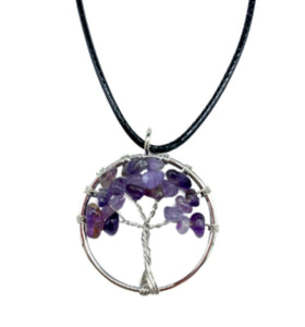 Amethyst tree of life gemchip crystals necklace