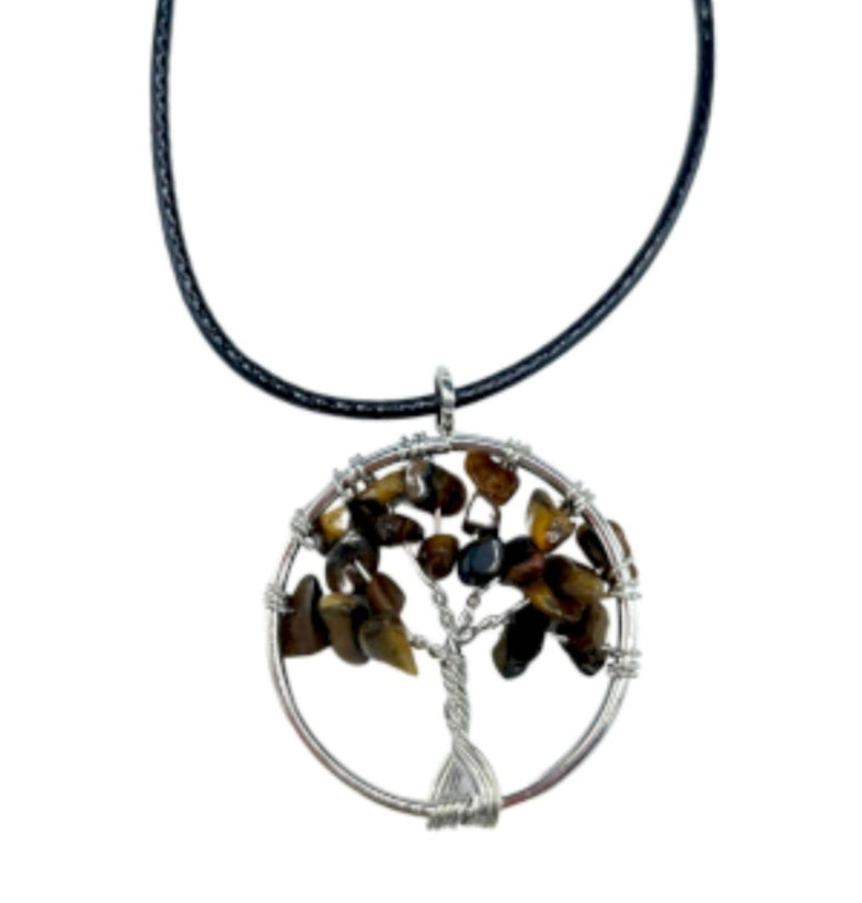 Tigers eye tree of life necklace crystals gemchip 