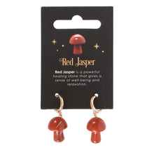 Load image into Gallery viewer, Red jasper crystal mushroom earrings fairycore mushroomcore