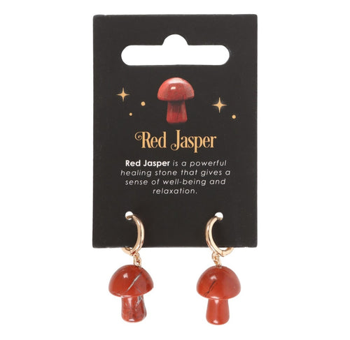 Red jasper crystal mushroom earrings fairycore mushroomcore