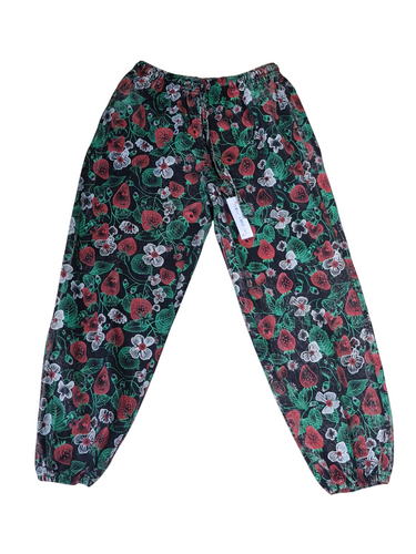 Strawberry print cotton trousers