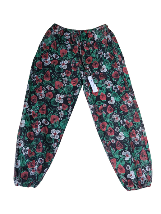 Strawberry print cotton trousers