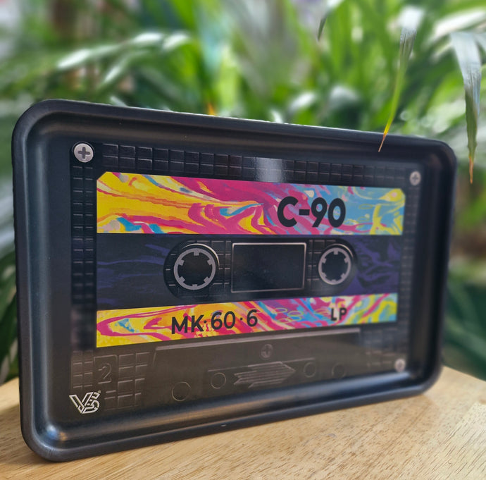 Retro cassette rolling tray stash tin headshop grunge 90s aesthetic