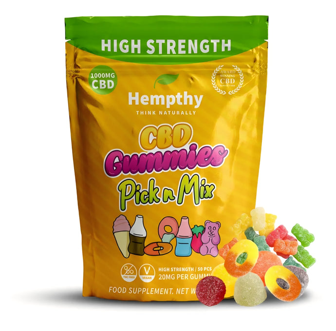 Hempthy vegan cbd gummies pick n mix high strength 1000mg food supplement 