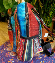Load image into Gallery viewer, Mushroom tiedye hemp multicoloured hippy backpack rucksack festival fashion alternative fairtrade gift