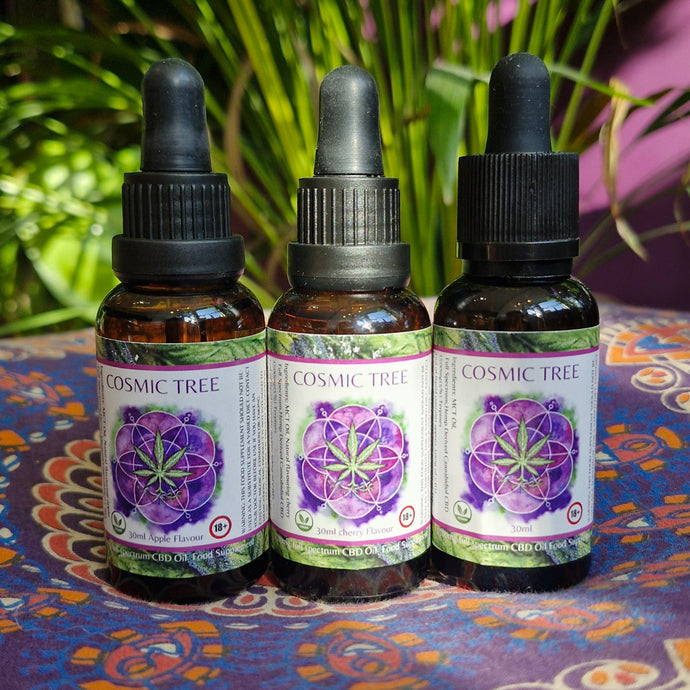 Cosmic tree cbd oil broad spectrum Cherry mint apple vegan anxiety pain relief 100% natural 0%thc food supplement