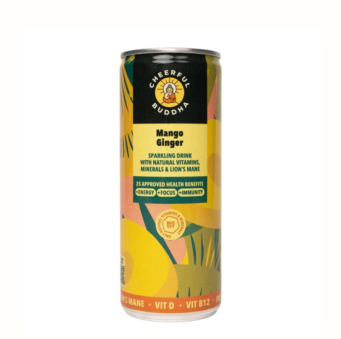 Mango & Ginger Functional Sparkling Drink – Natural Vitamins & Lion’s Mane by Cheerful Buddha