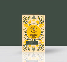 Load image into Gallery viewer, Lions mane mushroom lemon and ginger herbal tea cheerful buddha food supplement mushroom extracts