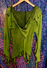 Load image into Gallery viewer, Pixie hood Acid wash long sleeve top
