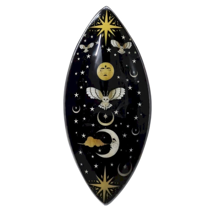 Incense holder enamel bowl owl gift moon and star boho