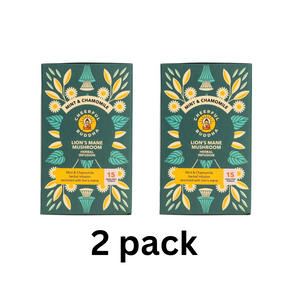 2 pack Lions mane mushroom mint and chamomile tea by Cheerful Buddha