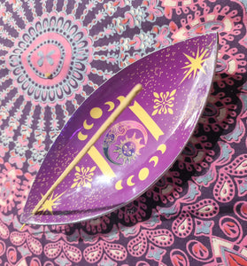 Incense holder enamel bowl purple moon and star 90s aesthetic boho moon phase design