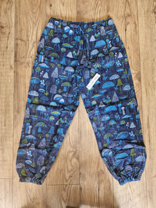Mushroom moon print hippy trousers festival fashion 100%cotton handprints fairtrade alternative clothing